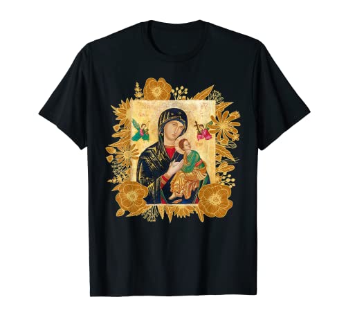 Our Lady of Perpetual Help Blessed Mother Mary Catholic Icon T-Shirt