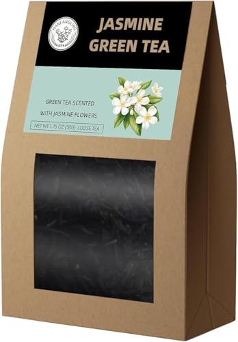 HANFANGLING Jasmine Green Tea, Natural Loose Leaves, Promotes Metabolism, Relieves Anxiety and Stress, Regulates Blood Glucose Levels, Promotes Digestion, Tea Gift