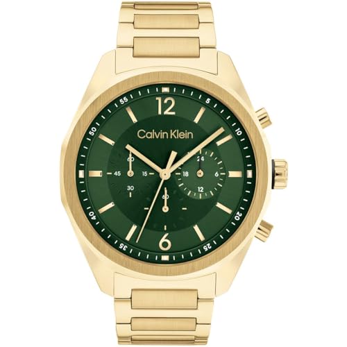 Calvin Klein Men's Ck Force Gold Steel Quartz Fashion Chronograph Watch, 25200266, Grey, 45 mm
