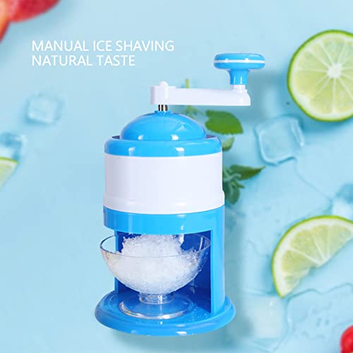 Hand Crank Ice Shaver and Snow Cone Machine, Portable Ice Crusher and Shaved Ice Machine, Ice Crusher for Making Drinks, Shaved or Fine Chips Snow Cones or Slushies Mini Ice Machine BPA Free (blue)