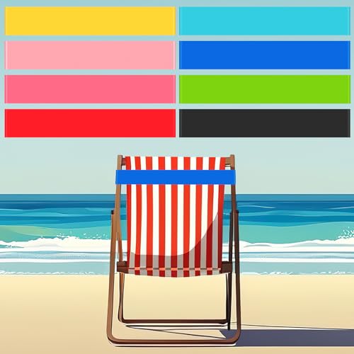 rookea 8 Pack Beach Towel Band Clips for Cruise Chairs, Pool Chairs Towel Strap Towel Holder Cruise Ship Essentials Elastic Band Beach Accessories for Women Men