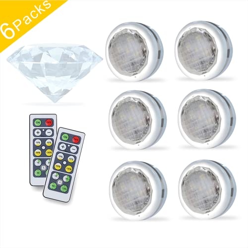 Image of Starxing 6PK Puck Lights with Remote, Battery Operated Under Cabinet Lighting, 4000K Natural White