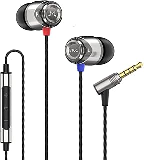 Soundmagic E10C Wired Earbuds with Microphone HiFi Stereo Earphones Noise Isolating in Ear Headphones Powerful Bass Tangle Free Cord Gunmetal