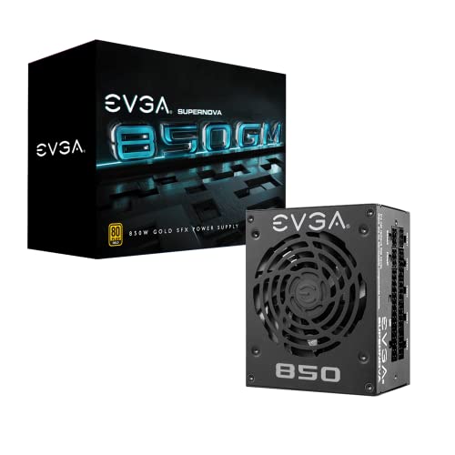 EVGA Supernova 850 GM, 80 Plus Gold 850W, Fully Moduular, ECO Mode with FDB Fan, 10 Year Warranty, Includes Power ON Self Tester, SFX Form Factor, Power Supply 123-GM-0850-X2 (EU)