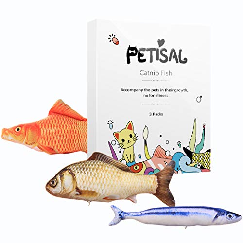 petisal Catnip Toys Safe Catnip Simulation Fish for cat/Kitty/Kitten chew Stick Toy 3PCS (3pack)