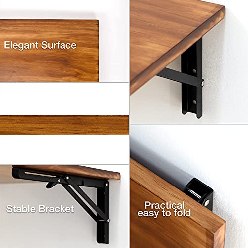 Chesna’s Solid Wood Wall Mounted Folding Desks: A Sturdy, Rustic, Elegant Floating Table For Small Spaces For Use As A Computer Desk, Home Office Desk, Kitchen Counter, Dining Table, Laundry Shelf #TOP2