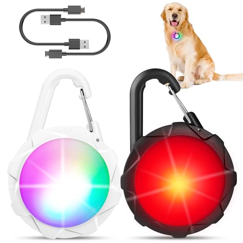 Xieyouwxs F1 Dog Lights For Night Walking, 2 Pack(White & Black) 4 Modes Dog Collar Light, Ip68 Waterproof Dog Light cover
