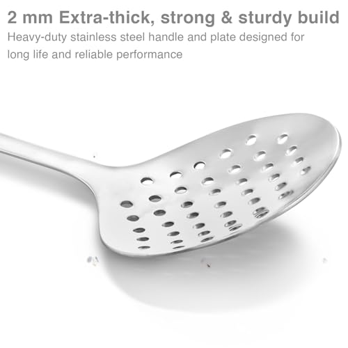 Image of Hawkins Food-Grade Stainless Steel Skimmer for Puris, Samosa, Vada, Manchurian, Kachori, Pakodas | Poni, Jhara, Jharna, Kadchi | Perfect for Deep Frying, Straining, Draining (SSPTS)