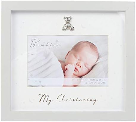 Juliana Bambino Unisex Grey Wood My Christening Photo Frame, 6'' x 4'' Keepsake Gift Landscape Picture