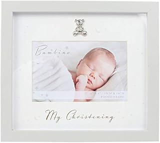 Juliana Bambino Unisex Grey Wood My Christening Photo Frame, 6'' x 4'' Keepsake Gift Landscape Picture