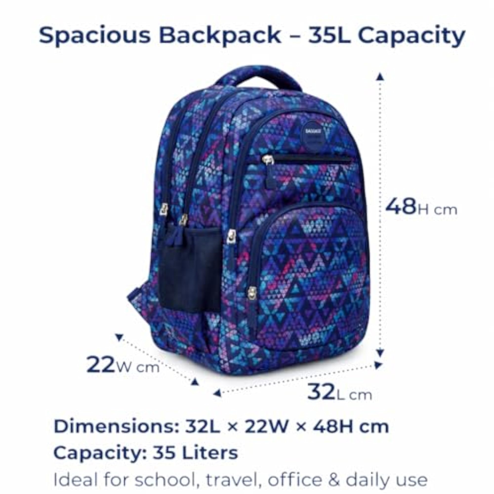 P6 35L School Bag for Boys & Girls, Lightweight & Water-Resistant