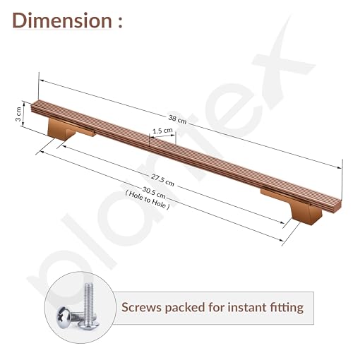 Image of Plantex Cabinet Handle /Kitchen Cabinet Door Handle /Wardrobe /288 mm Cupboard Handle /Door Pull-Push Handle for Home /Office - Pack of 2 (Rose Gold)
