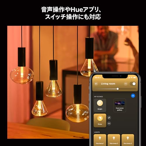 フィリップスヒュー(Philips Hue) スマート電球 E26 ライトガイド G125 - スマート照明 Alexa対応 マルチカラー 1600万色 電球色 昼白色 調光 調色 スマートホーム 間接照明 LED スマートライト 音声操作 アプリ操作 Matter対応 ガラス