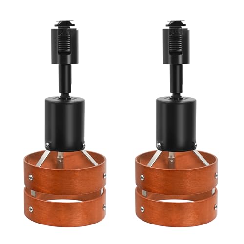 Aiwode レールライト 茶色の木製の円 ダクトレール用スポットライト E26口金 角度調節可能 ロック機構により脱落を防止 簡単なインストール 高級 和風 目に優しい 節電 省スペース設計 寝室 高級レストラン 書斎 廊下 植物の照明に適しています 電