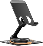 Ceecysaa 360 Support de téléphone cellulaire rotatif, support de téléphone portable réglable pour bureau, noir