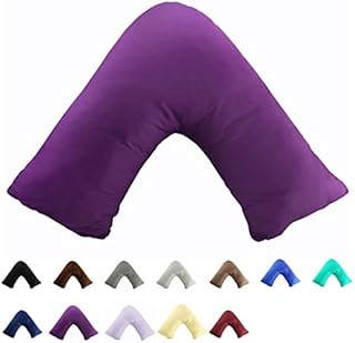 Gyulin 100% Cotton 300 Thread Count Soild Envelope Style V Shaped/Tri/Boomerang Standard Pillow Case Cushion Cover Only Cover No Insert (Purple)