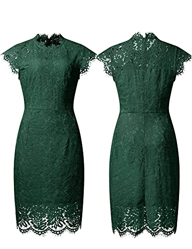 MEROKEETY Women's Sleeveless Lace Floral Elegant Cocktail Dress Crew Neck Knee Length for Party - Image 5