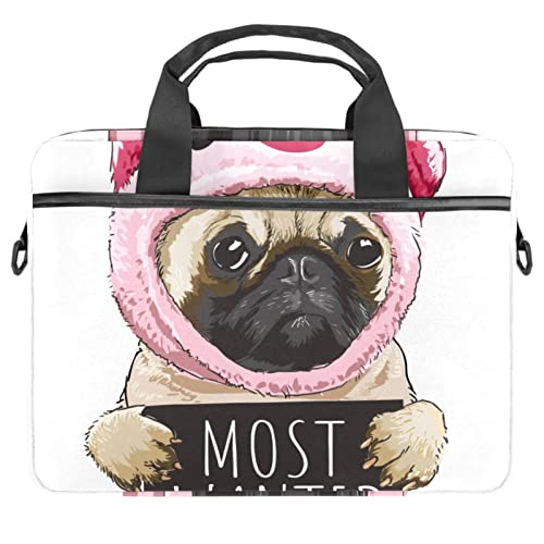 Sacoche ordinateur 13-14.5" pour le bureau et les cours - Motif Carlin et Cochon fun