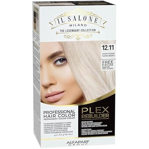 Il Salone Milano Plex Rebuilder Permanent Hair Color Cream - 12.11 Silver Platinum Professional Hair Dye Kit for a Natural Gloss & Glaze - Paraffin, Paraben, and Alcohol Free Cover