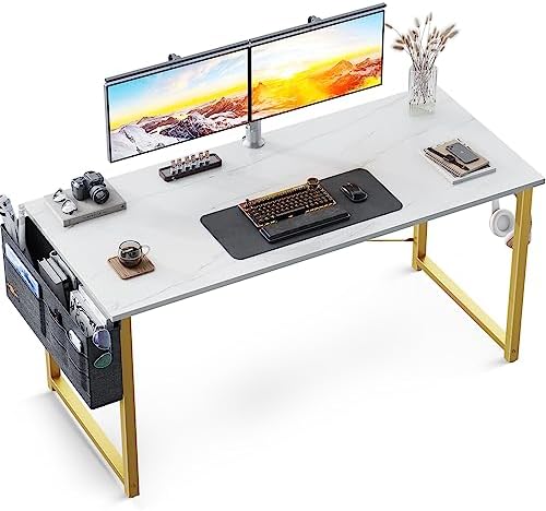 ODK 63 inch Super Large Computer Writing Desk Gaming Sturdy Home Office Desk, Work Desk with A Storage Bag and Headphone Hook, Vintage