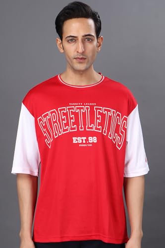 Image of Amazon Brand - INKAST Unisex Oversized T-Shirt | Sportwear | Contrast Sleeves | Drop Shoulder Baggy Fit | Graphic Print | Activewear for Gym,Training & Street Style