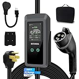 BETUMODA Level 1 & 2 EV Charger, 32A Portable Electric Car Charger with NEMA 14-50 & 5-15 Plugs, 110-240V, 25FT, Adjustable Current & Delay Timer, J1772 for Home/Travel