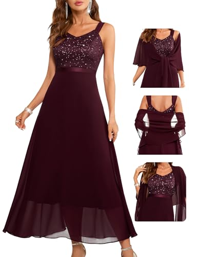 Image of BeryLove Summer Formal Wedding Guest Prom Dresses Sequin Cocktail Evening Lace Elegant Mother of The Bride Dress