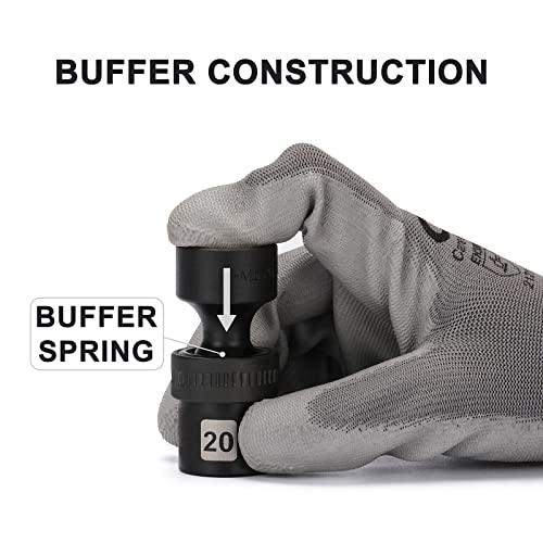 Mayouko 15 Pcs 1/2" Drive Standard Universal Impact Socket Set, Metric, 10-24Mm, Impact Swivel Socket #TOP5