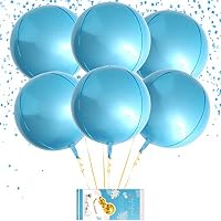Hangable 4 Count 16" Red 4D Large Round Sphere Aluminum Foil Balloon Mirror Metallic Xmas Red Balloon Birthday Party Wedding Bachelorette Marriage Decor Supplies Eanjia (Blue)