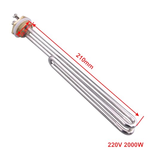 Klappbares elektrisches Heizelement Heizpatrone 220 V 2000 W 1 Zoll (DN25) 33.2mm BSP-Edelstahl-Messingflansch mit Silikonring