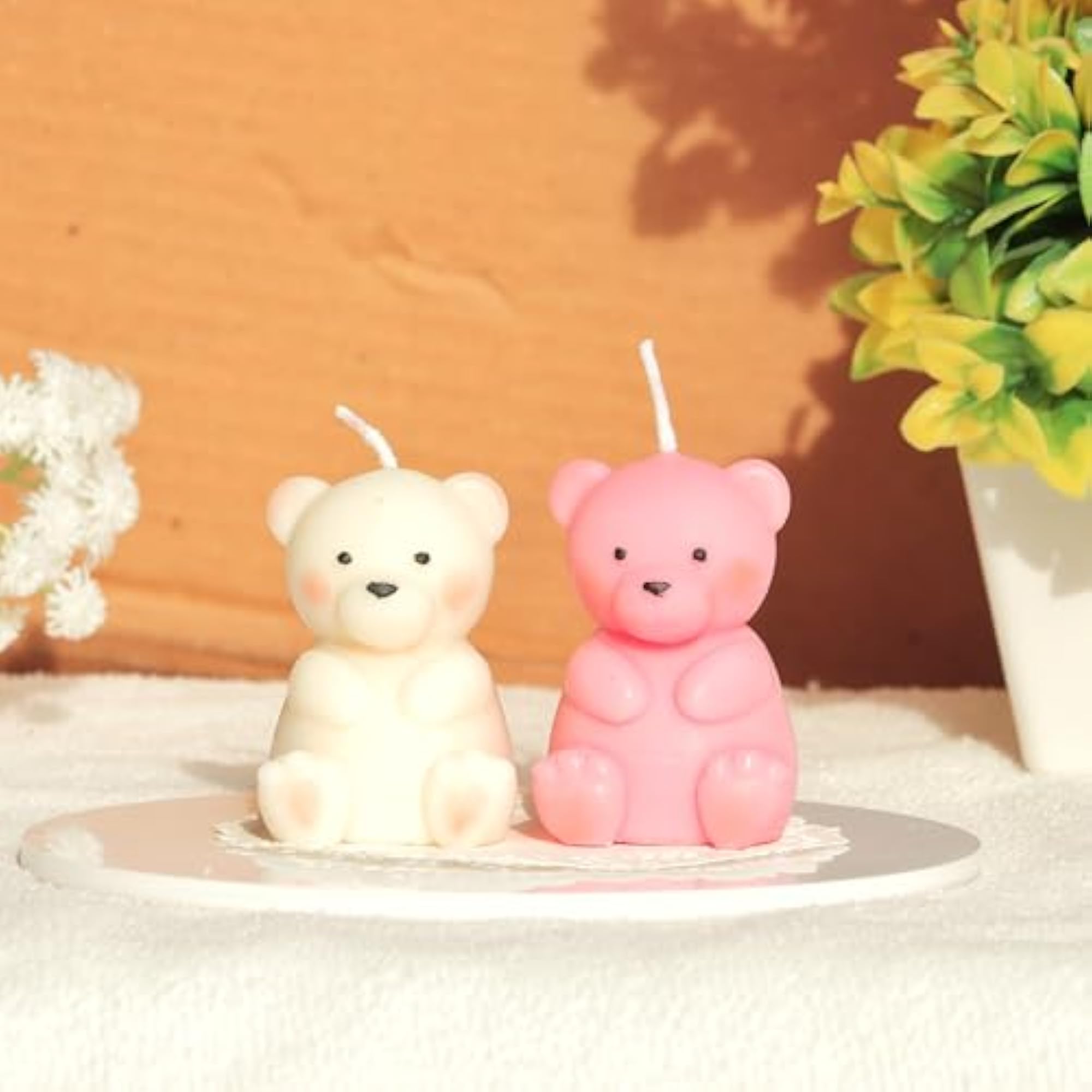 Teddy Bear Soy Wax Candles Scented (Pack of 2)