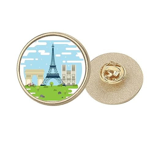 Broche Tour Eiffel métal doré ronde M bijou de veste motif Paris pour femme et homme