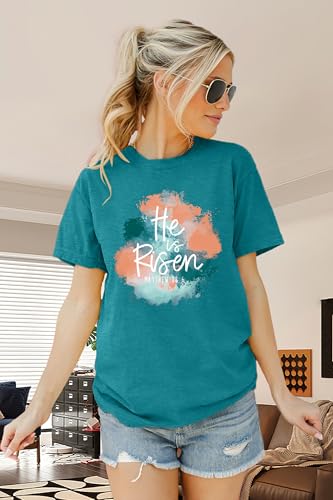 Image of Women Happy Easter T Shirt Bunny Rabbit Graphic T-Shirt Funny Letter Printed Shirts Short Sleeve Tops