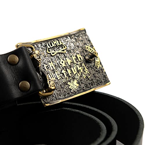 Leather belt with Valknut belt buckle, Knot of the dead Old Norse Scandinavian Viking Pagan solid brass buckle on 1.5" or 1.8" leather belt2