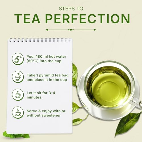 Image of Tea Leaf & Co. Mint Green Tea Bags (50), Green Tea w / Peppermint & Spearmint, Caffeinated, Real & Natural Green Tea, Blended with Fresh Herbs & Spices