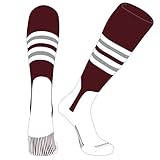 PEAR SOX OTC Baseball Softball Stirrup Socks (F, 7in) Maroon, White, Silver