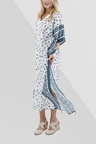 Image of Miss Lavish London Short Caftan Beach Dress, Plus Size African Kaftan, Womens Resort Wear