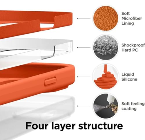 Image of Premium Liquid Silicone Case for iPhone 14 - Slim Full Body Protective Back Cover with Soft Microfiber Lining, Anti-Slip Grip Scratch Resistant Phone Case (Orange)