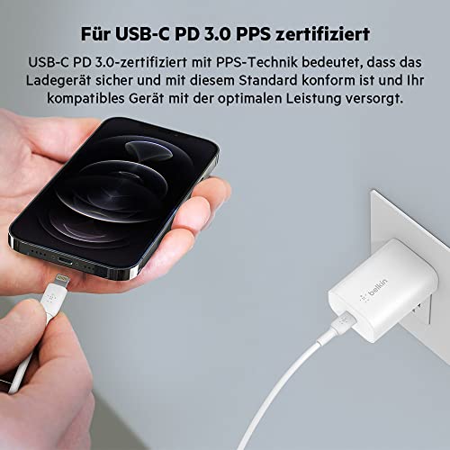 Belkin BoostCharge 25-W-Ladegerät mit PPS, USB-C Power Delivery, USB C Ladegerät, Schnellladegerät für das iPhone Air, iPhone 17… – Ansicht 3