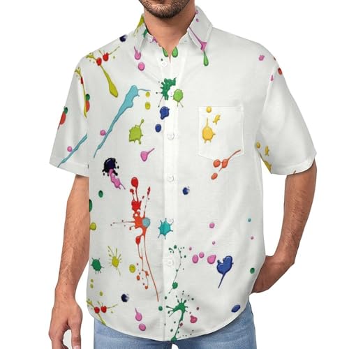 Chemise hawaïenne homme à manches courtes et imprimé abstrait aquarelle