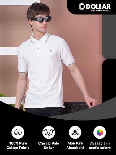 Image of Dollar Men's Pure Cotton Solid Green Color Polo T-Shirt