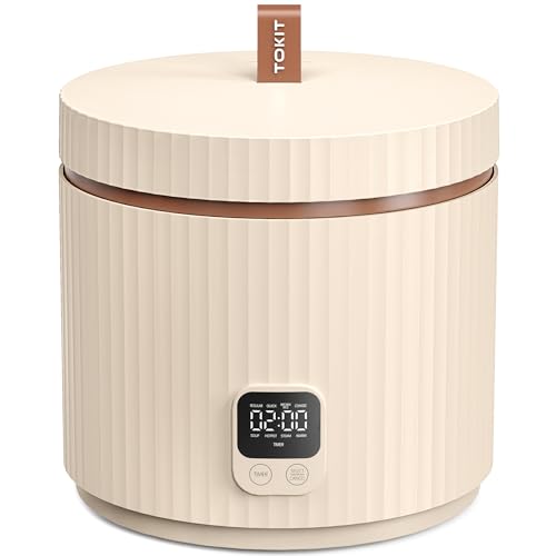 TOKIT Rice Cooker Small 3 Cup Uncooked /6 Cup Cooked, Modern Multifunctional Mini Rice Cooker with...