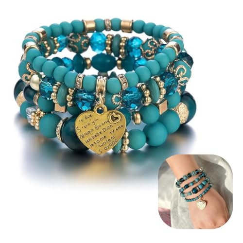 Women Beaded Bracelet Set | Colorful Boho Stackable Trendy Design with Crystal Accents Multilayer Bangle Bracelet | Fashion Stretch Braclets Jewelry for Women2