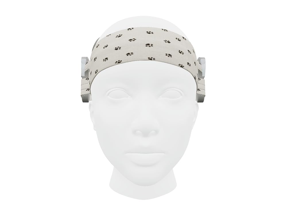 SmartEAR: Diadema Universal para procesadores de Sonido e implantes cocleares, para niños y Adultos, Comodidad y protección - S - Beige con Huellas