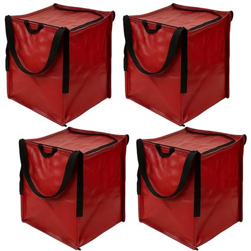 DURASACK 22-Gallon Zipper Top Heavy Duty Storage Tote Bags, 4-Pack, Red