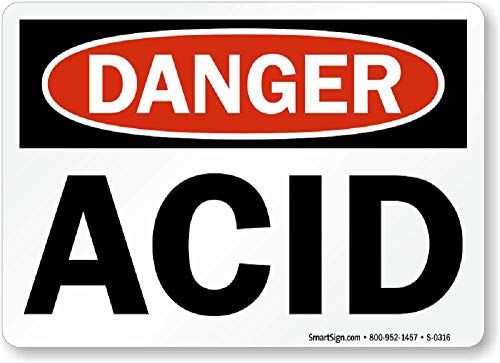 SmartSign - U9-1189-ND_3.5x5 "Danger - Acid" Label | 3.5" x 5" Laminated Vinyl Black/Red on White