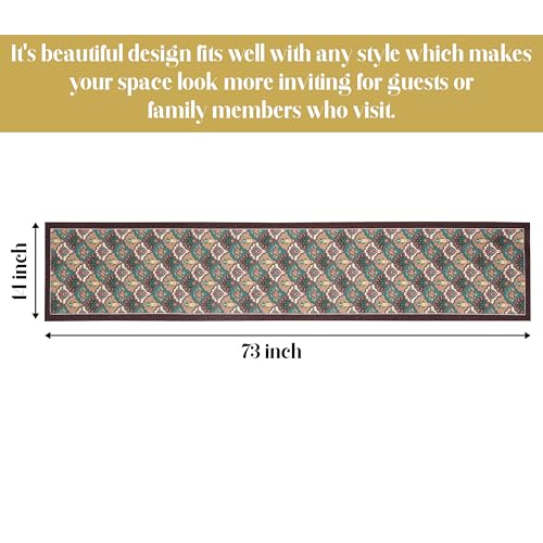 Image of Homerz Premium Runner for 6 Seater Dining Table, 13x72 inch Size, Antiskid Backing (Kohinoor)