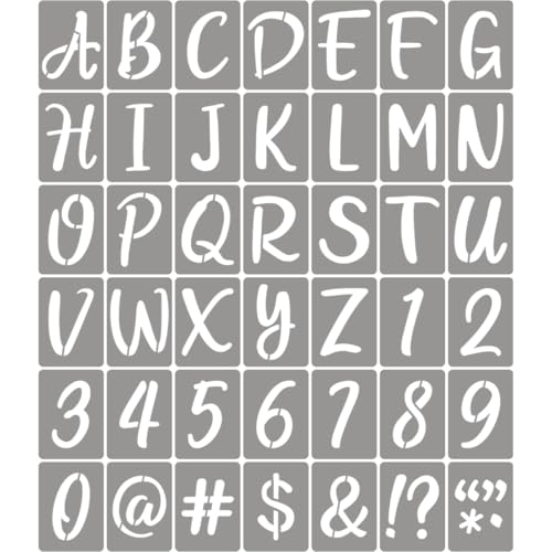 XANGEY 3 Inch Letter Stencils for Painting - 42 Pack Alphabet Letter Number Templates with Signs Reusable Plastic Alphabet Number Stencils for Chalkboard Fabric Rock Wood Crafts Painting
