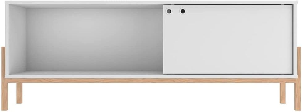 212 Main Bowery TV Stand with 2 Shelves in White & Oak 20.27 x 55.14 x 13.77 in.