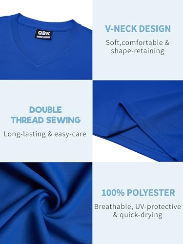 QBK 4T to Youth Neon Shirt Kids Rash Guard UPF 50+ V-Neck Dry Fit Athletic Performance Long Sleeve Shirts for Boys and Girls4